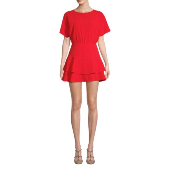 Alice + Olivia Dresses & Skirts - Alice + Olivia Women's Red Palmira Flounce Hem Mini Dress Size S